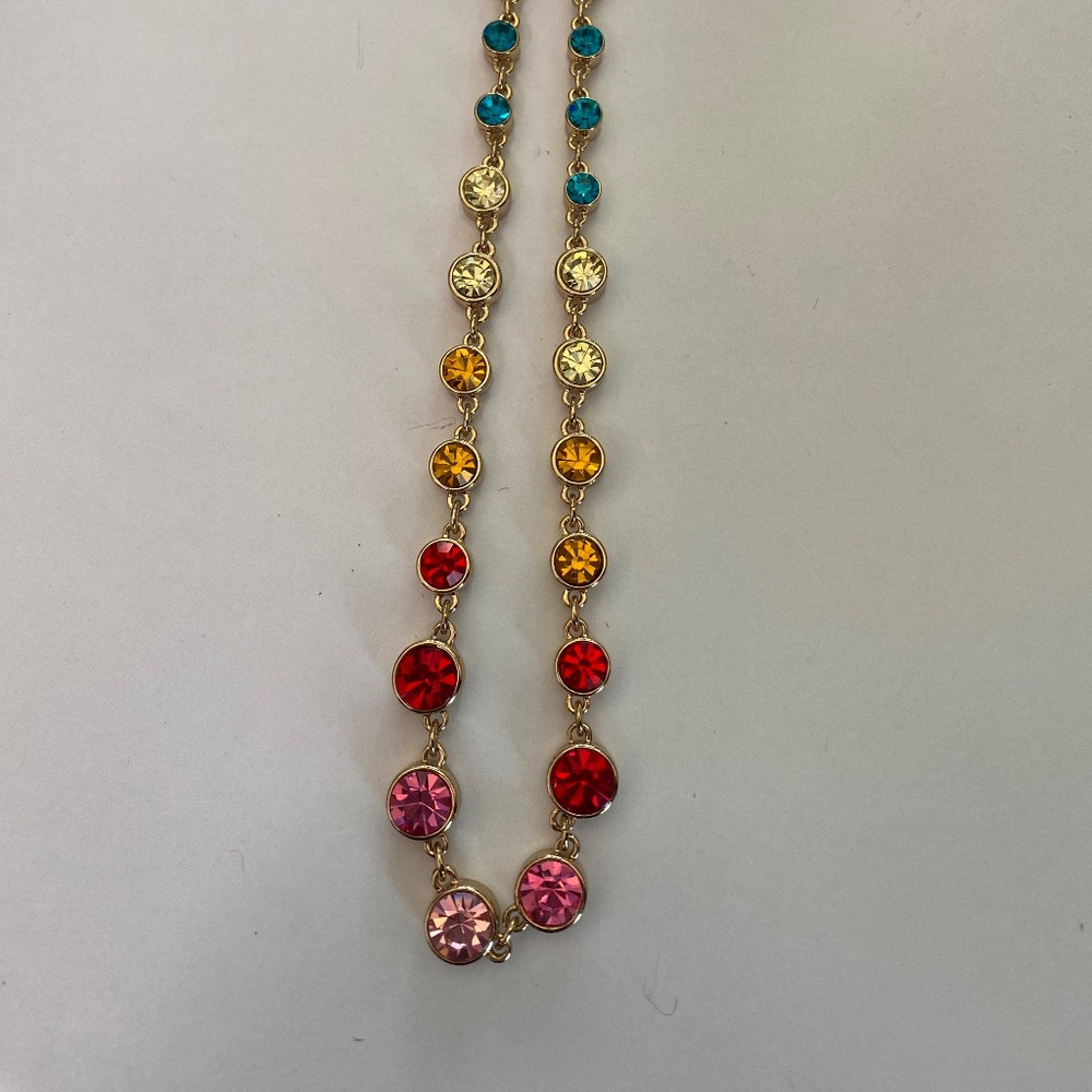 J. Crew Necklaces - Graduated Rainbow Crystal and Lariat Tassel